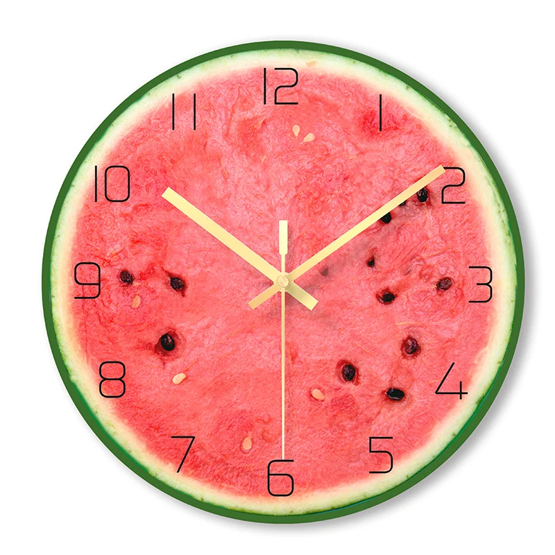 Скандинавские круговые креативные простые индивидуальность современная мода Бытовая Гостиная тихие электронные кварцевые наручные часы - Цвет: watermelon