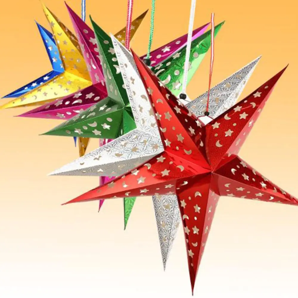 2 шт Лазерная Звезда Рождественская гирлянда подвесная декоративная бумага для вечеринок Рождественская елка орнамент Новогодняя поделка