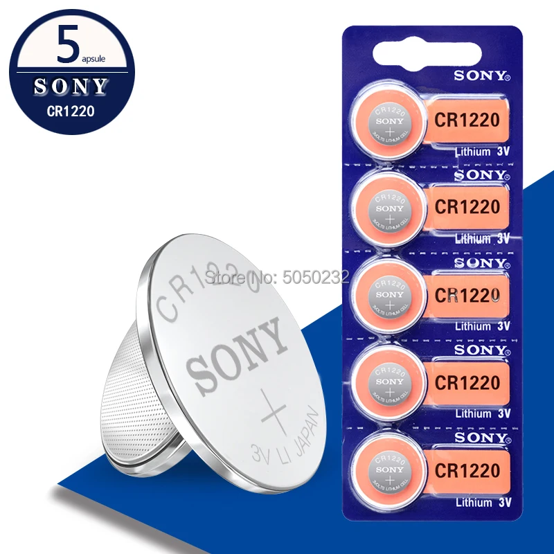5 uds para Sony 3v CR1220 de litio de la batería de Li-Ion DL1220 BR1220 ECR1220 LM1220 KCR1220 L04 5012LC botón pila de moneda batería reemplazar
