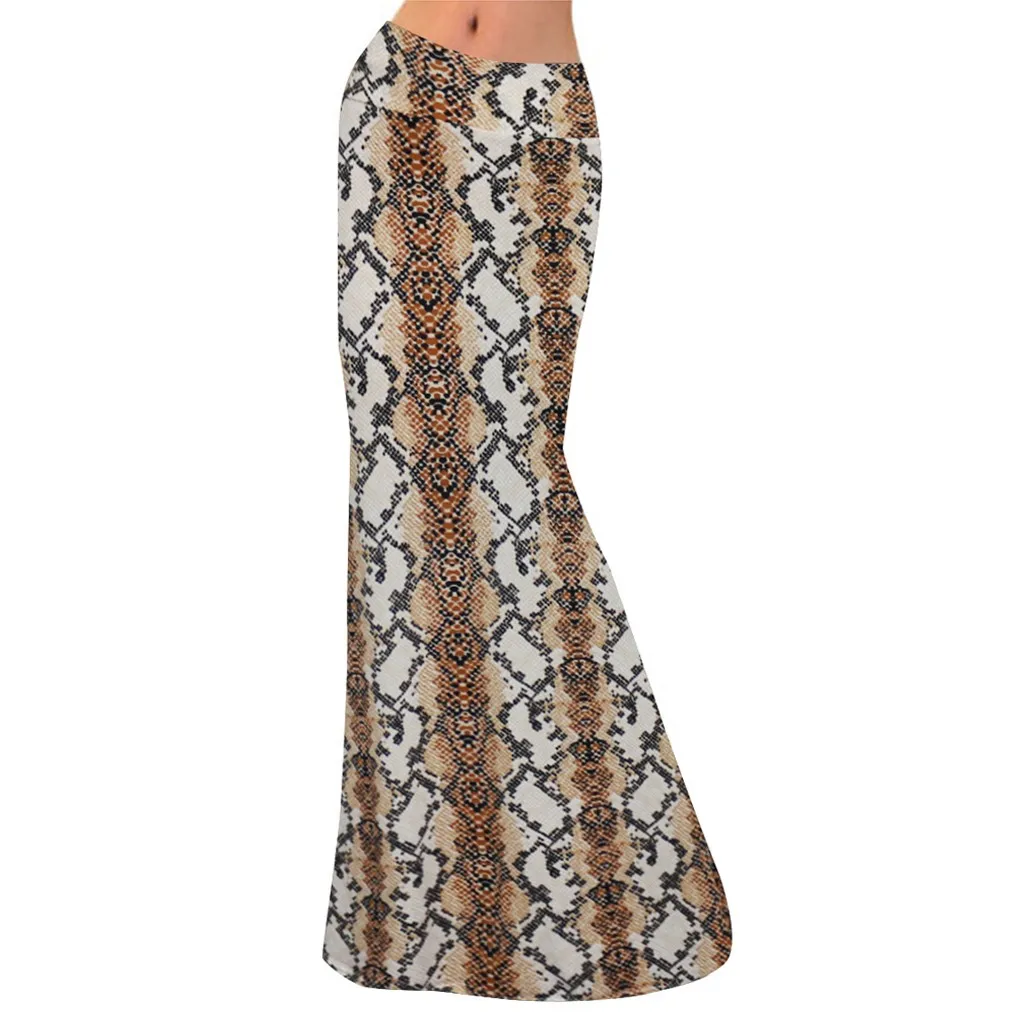 Womail юбка женская летняя богемная Мода Высокая талия печать бандажная тонкая юбка облегающая длинная юбка Mixi Повседневная Праздничная 828