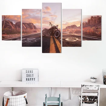 

Modular Posters HD 5 Panel Printes Road Numbers Route 66 Motorcycle Vehicle 5 Panel Wall Art Canvas Pictures Painting Home Decor