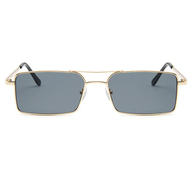 OEC CPO Vintage Square Metal Steampunk Sunglass Women Brand Designer Metal Punk Sun Glasses Driving Men Oculos De Sol O156 C9 Gold-Grey