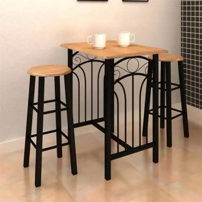 

VidaXL Breakfast Dinner Table Dining Set MDF With Black Home Furniture 1 table and 2 stools Dining Set Living room Furniture