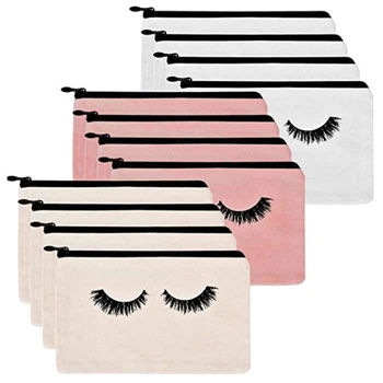 

12 Pieces Eyelash Cosmetic Bags Makeup Bags Travel Pouches Toiletry Bag Cases with Zipper for Women Girls