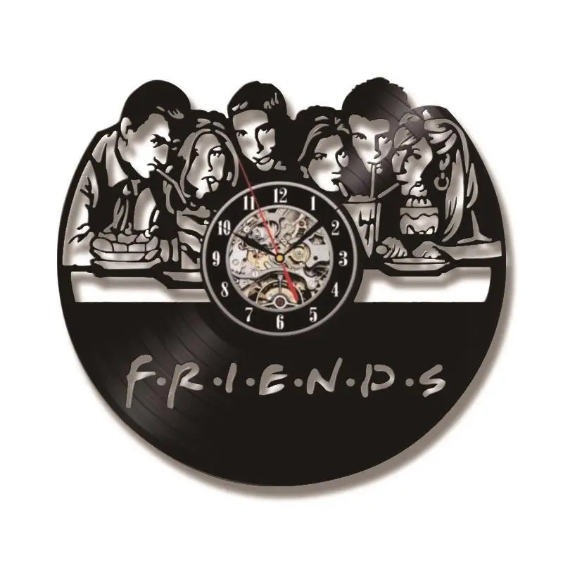 Friends TV Series CD Clock Wall Watch with LED Lighting Vintage Vinyl Record Home Decor Gift for Friend horloge | Дом и сад