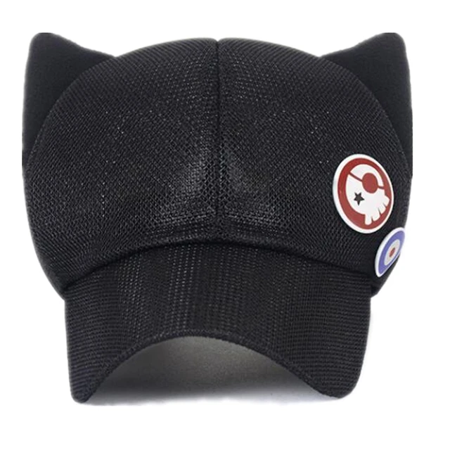 Anime Asuka Langley Soryu Cosplay Cute Cat Ears Cotton Hat Unsiex Adult Kids Baseball Mesh Cap Badge Mesh Kids