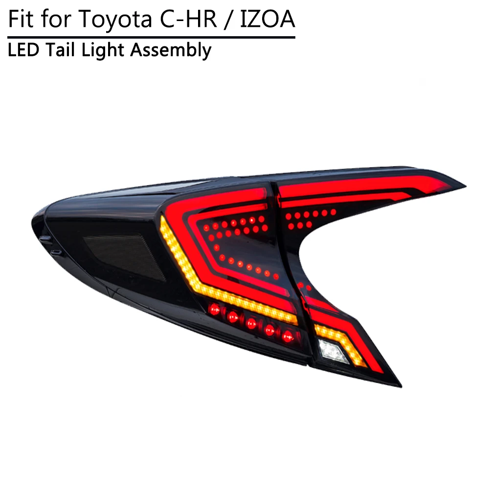 Pair smoke LED Tail Lights For Toyota CHR 2018-2019 Rear Lamps Assembly Brake