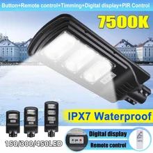 150/300/450 светодиодный солнечный светильник уличный светильник на солнечной энергии с радар движения PIR Сенсор настенный светильник IPX7 цифровой Солнечная приведенная в действие садово-уличный светодиодный светильник