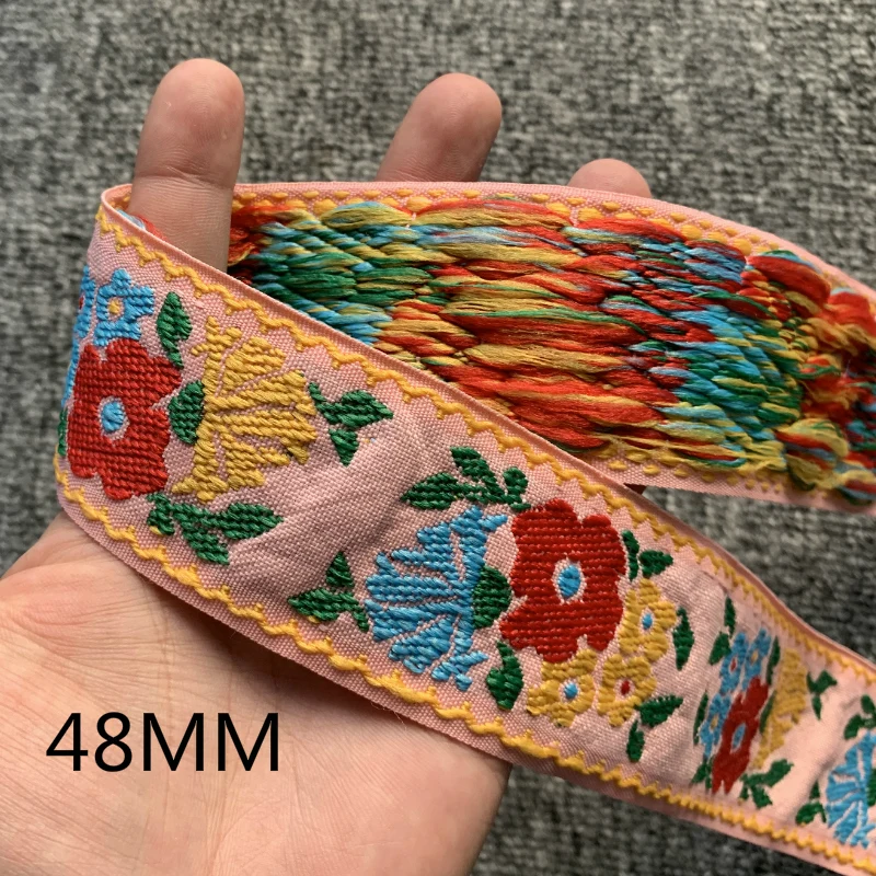 3 Yard 48 Millimetri Fiore Rosa Solarium Ricamato Nastro Nazionale Del Merletto