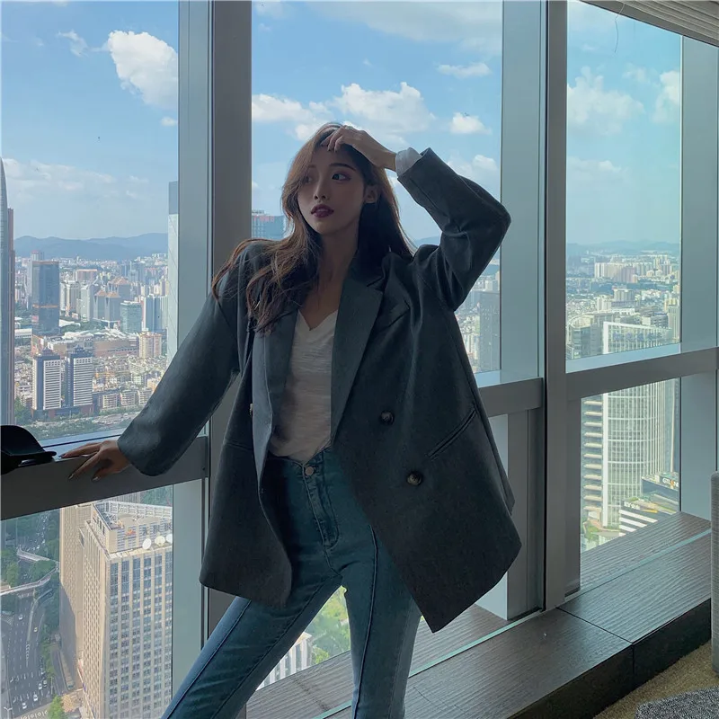 

Retro Normcore Style Elegant Mid-length Suit Jacket
