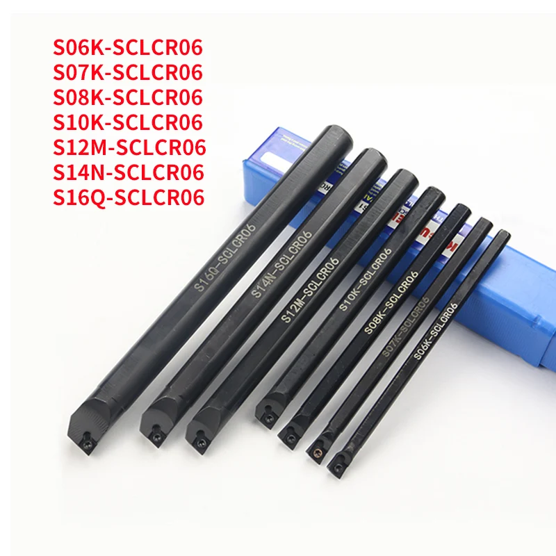 Set Portautensili Da Tornio S10K-SCLCR06 + 10 Inserti CCMT060204-HM YBC251 + Chiave – Acciaio Legato