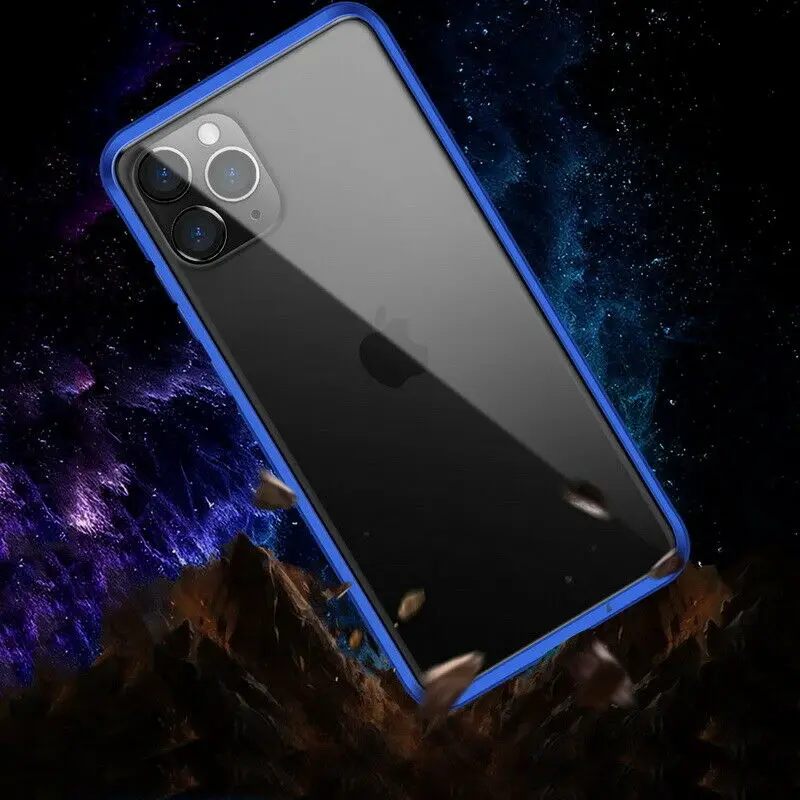 Для iPhone 11 Pro Max XS X XR 7 8 6 6S Plus Анти-шпион, двойное стекло, передний+ задний Чехол, Магнитный Флип, металлический бампер