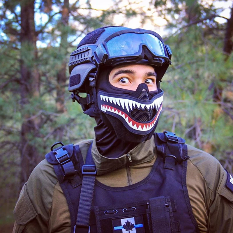 Tactical X Storm Airsoft Mask Half Face Mesh Mask Patch Combo