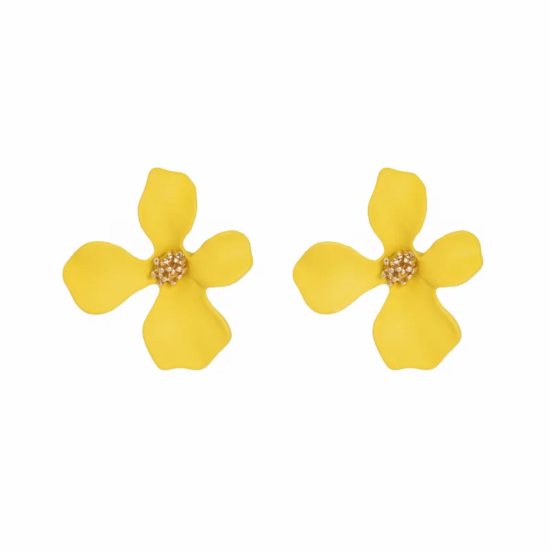 2020 Korean Fashion Women Cute Yellow Flowers Round Heart Drop Earrings for Women Geometric Long Tassels Dangle Earrings Jewelry