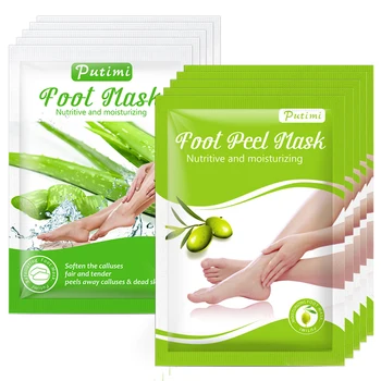 

Putimi 2pair Aloe Feet Peeling Mask Anti Crack Heels Spa Pedicure Socks Whitening Moisturizer Feet Mask Exfoliating Foot Mask