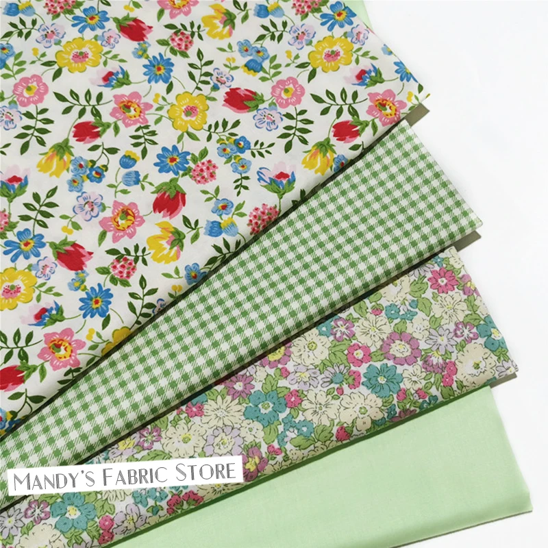 

Green floral 100% cotton 1.6 meters wide cotton twill printed fabric handmade clothes bedding decorative cotton fabric