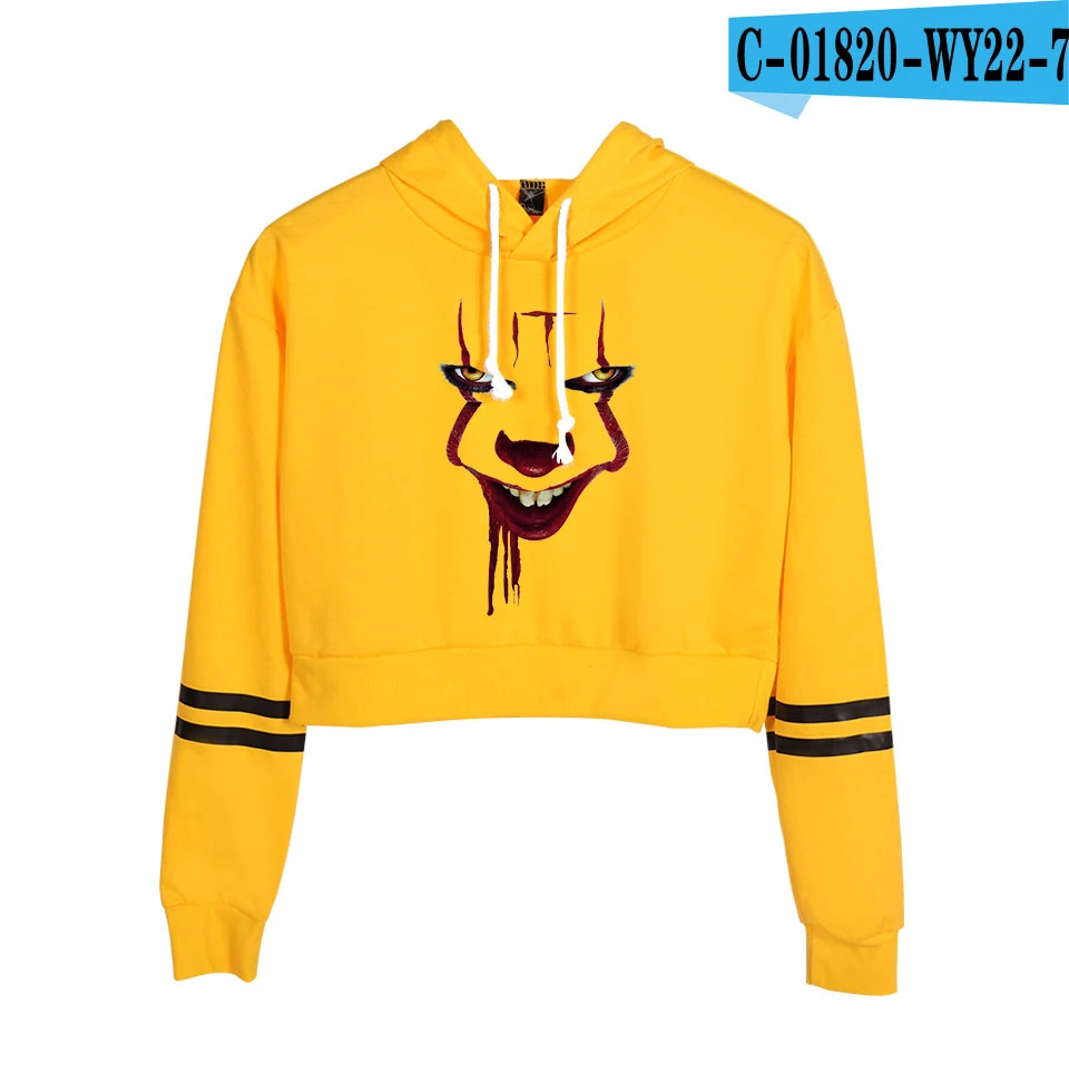yellow It Chapter 2 Navel hoody women aikooki новые модные популярные толстовки с принтом It Chapter 2 худи с высокой талией Черный Повседневный Топ - Цвет: yellow