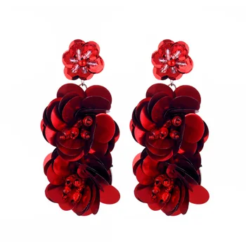 

Bohemian red crystal Ethnic Women stud Earrings Flower Tassel Earrings for Women Fashion Jewelry vintage Earrings Christmas