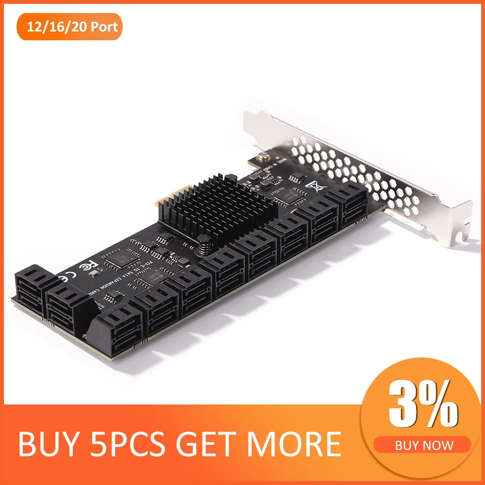 Адаптер PCIE с 20/16/12 портами PCI-Express X1 на SATA 3 0 высокоскоростная плата расширения Pcie 6
