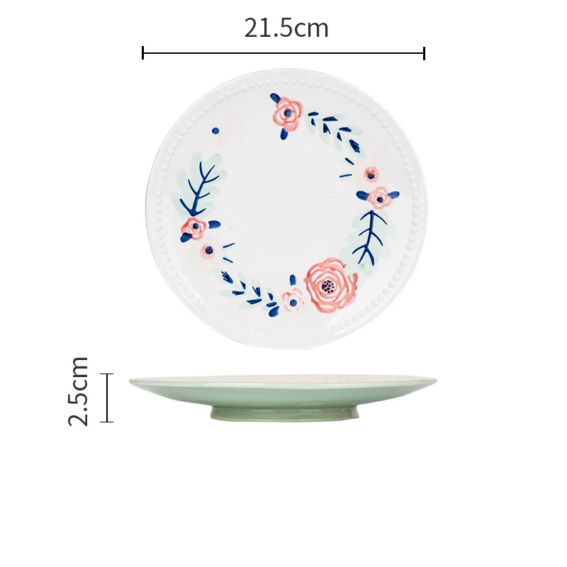 5 дюймов обеденные тарелки ручная роспись цветочный узор под-глазурованные керамические тарелки Бытовая десертная плоская тарелка посуда - Цвет: M04