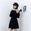 Women Dress Plus Size 4XL Lace Up Black Autumn 2022 Sexy High Waist Femme Dresses Off Shoulder Long Sleeve Gothic Clothes ► Photo 3/6