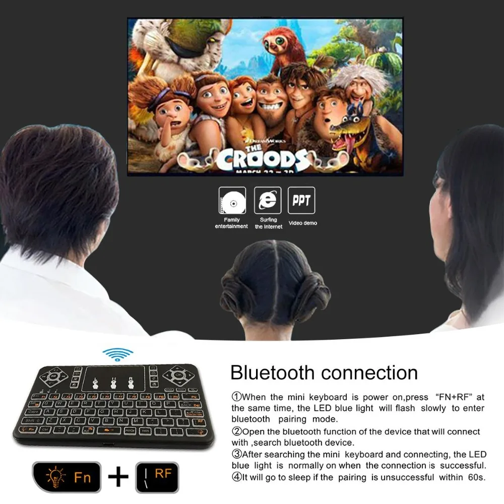 Q9 мини цветная Bluetooth беспроводная клавиатура RGB 3 вида цветов с подсветкой с сенсорной панелью Air mouse пульт дистанционного управления для Android tv Box Tablet