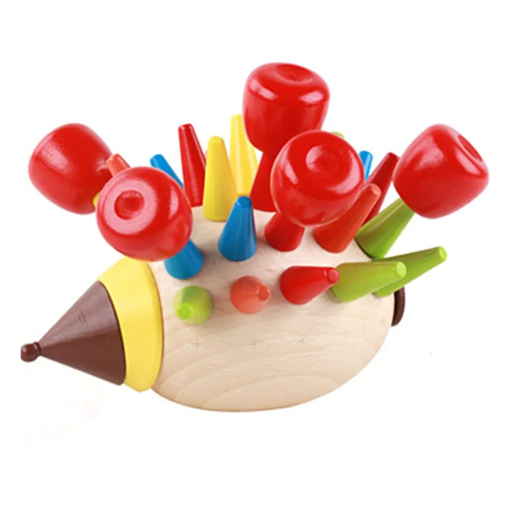 

Early Education Hedgehog Educational Toys Solid Wood Hedgehog Beading Game 1-3 Years Old Building Blocks Toys