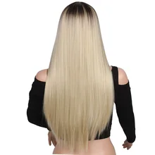 AIYEE 26 дюймов длинные прямые Ombre синтетический парик для женщин розовый/красный/фиолетовый/синий средняя часть термостойкий косплей парик блонд