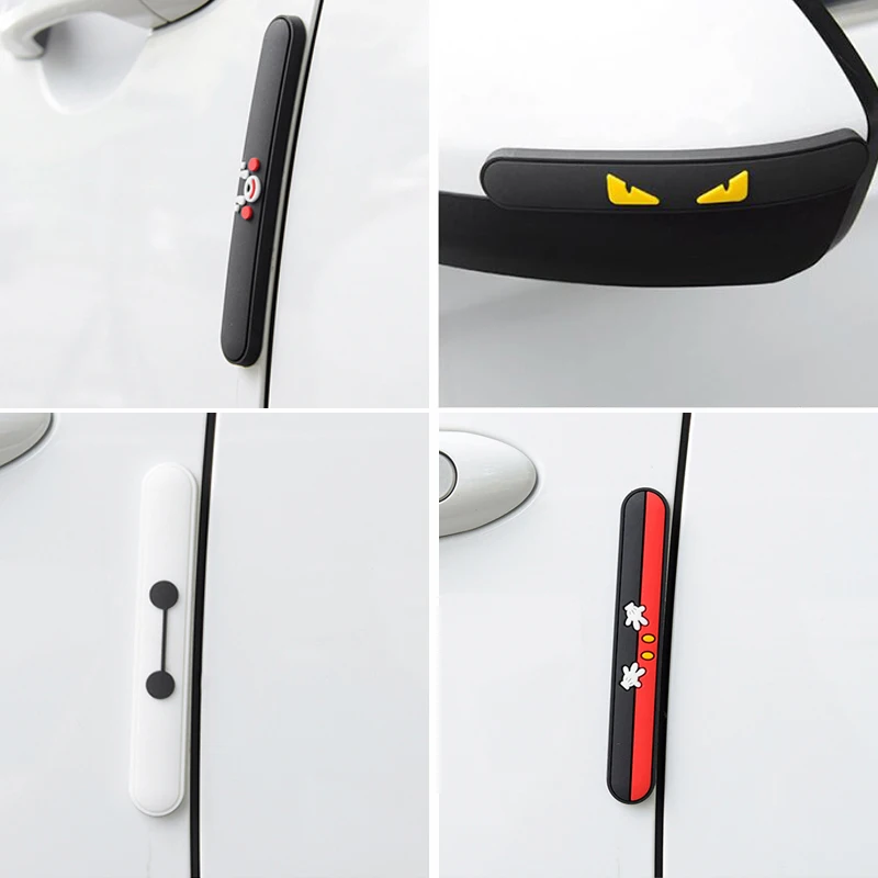 Car Styling Stickers Door Protective Film 4pcs Car Door Scratch Protector Anti-Collision Stickers Cartoon Car Door Bump Protector PVC Sticker
