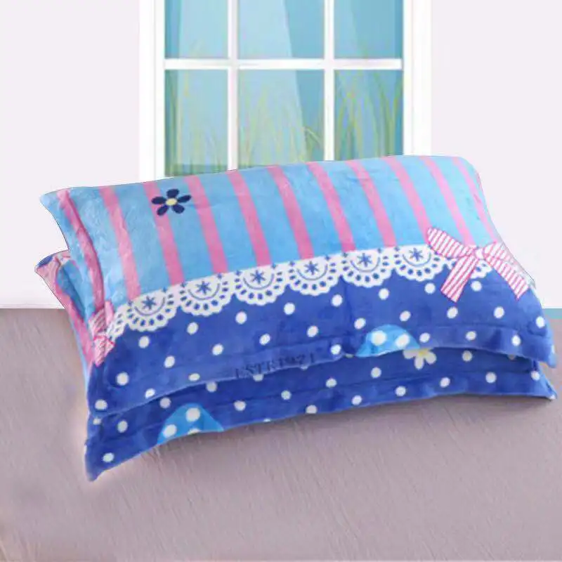 2 pcs pillow case Зимнее постельное белье, новое плотное Фланелевое флисовое постельное белье, бархатное покрывало для детей - Цвет: 2 pcs pillow case
