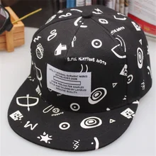 Плоская бейсбольная шляпа мужская летняя Геометрическая черная белая гамбургерная граффити хип-хоп шляпа с принтом для альпинизма