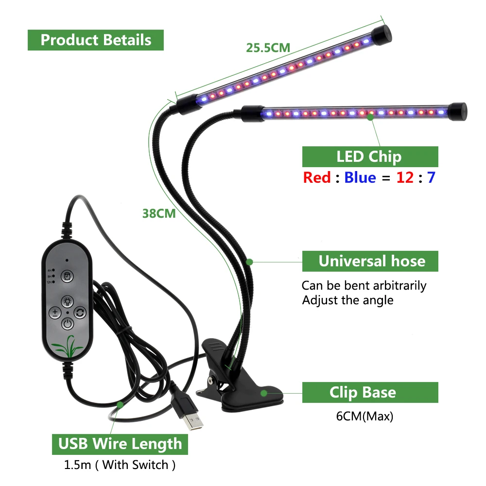 Полный спектр Phytolamps DC5V USB СВЕТОДИОДНЫЙ светильник для выращивания 3 Вт 9 Вт 15 Вт 18 Вт 27 Вт 30 Вт 45 Вт настольные Фито лампы с зажимом для растений цветы коробка для выращивания