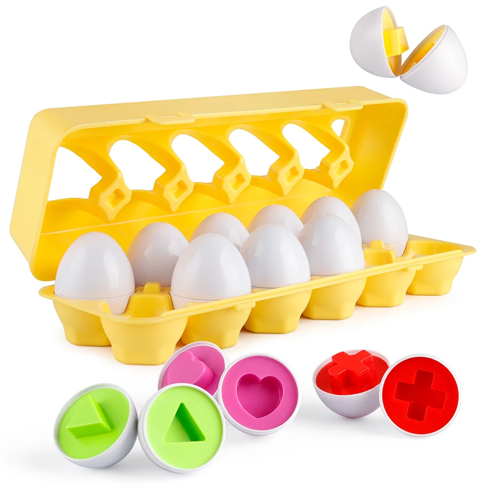 Coogam Matching Eggs 12 pcs Set Color &amp Shape Foods Recoginition Sorter Puzzle Game Gift for 2 3 4 Years Old Toddlers Kids | Игрушки и