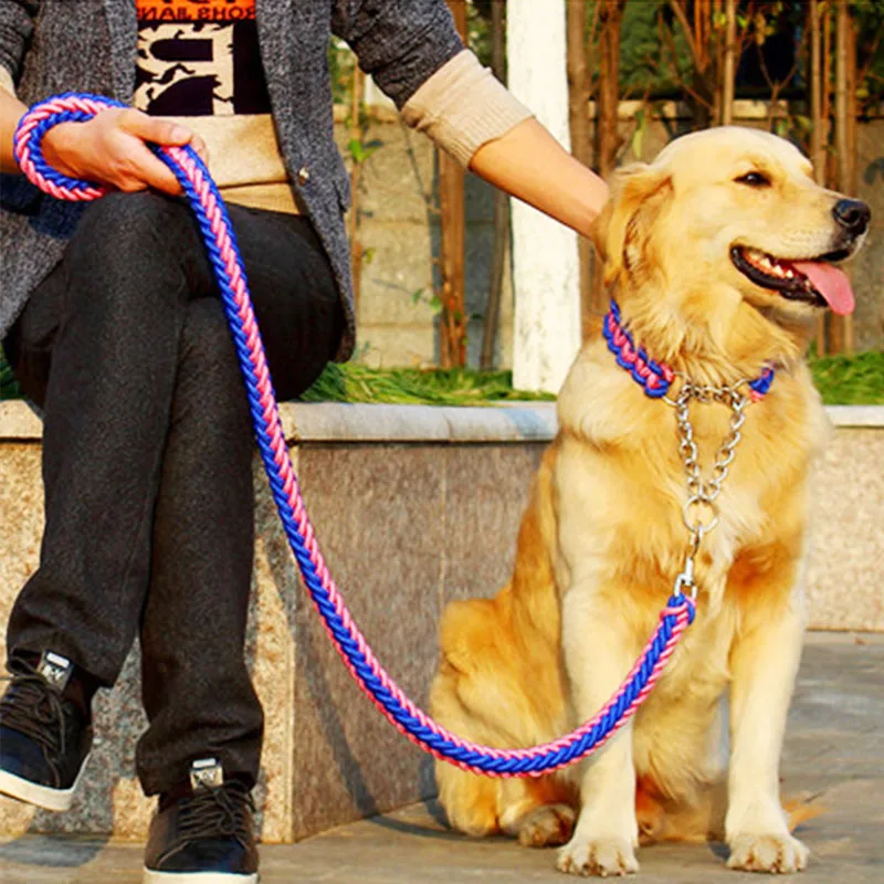 

2022 Adjustable Dog Collar Leash Nylon Pet Leash Rope For Medium Dogs Soft Dog Collar Set P Chain For Large Dogs Training Slip