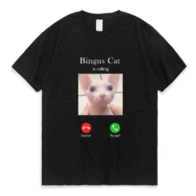 

Bingus Cat Is Calling Memes T-Shirt for Men Hairless Humorous 100% Cotton Tees Shirt Street Teenager Short Sleeve T Shirt Tops