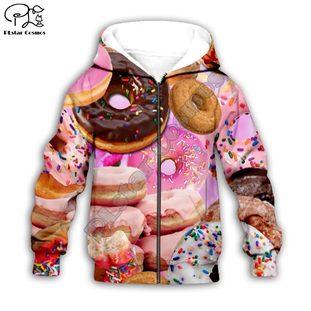 

Kids Pullovers 3D Food Sweatshirts Hoodies baby girl cloth tshirts colorful Pink Donut Print family cartoon cute Casual pants