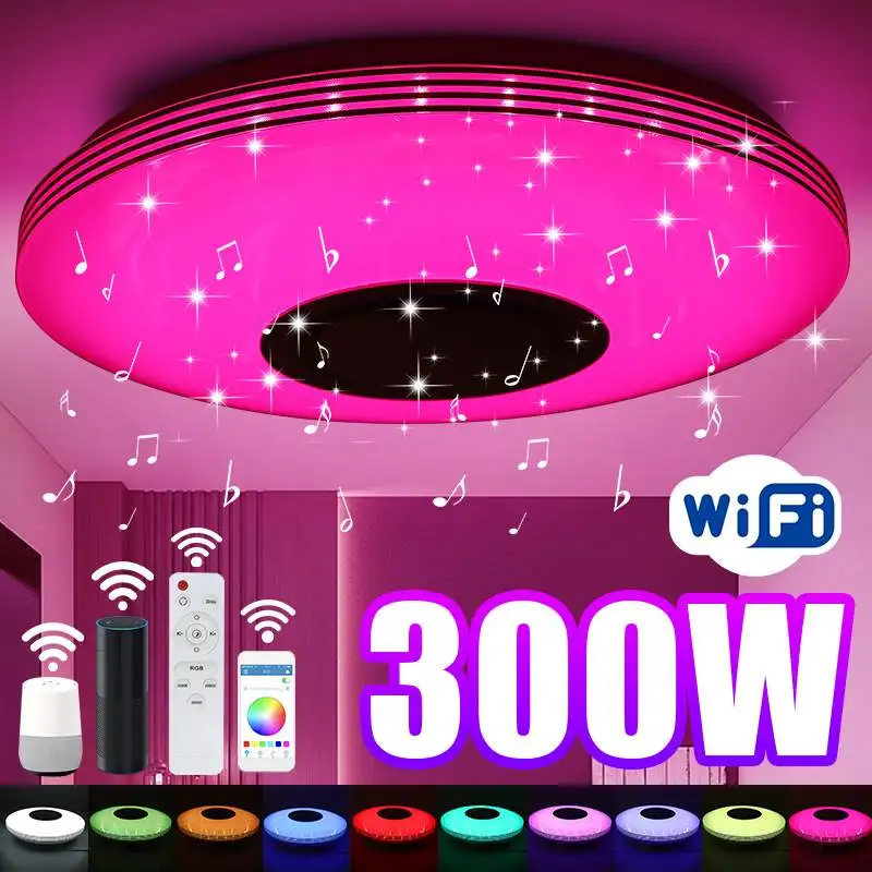 300 Вт 39 см WiFi современные RGB приглушаемые светодиодные потолочные светильники для