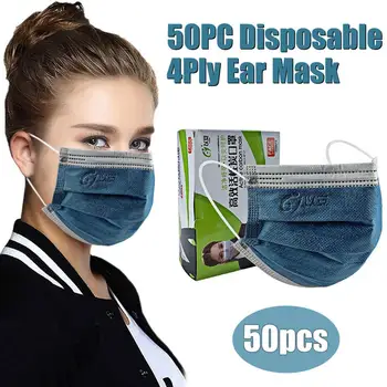 

50pc Disposable Face Mask Activated Bamboo Mondkapjes Masks Unisex 4ply Ear Loop Dust Safe Protective Mascarillas Masque