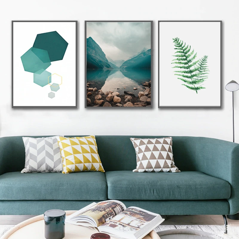 Abstract Landscape Geometry Canvas Paintings Modern Nordic Style Scandinavian Wall Art Poster Picture for Living Room Home Decor