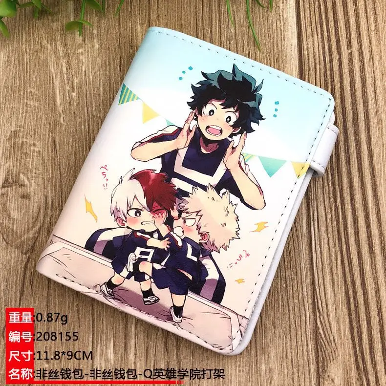 Hot Seller Anime My Hero Academia PU Short Wallet Midoriya Izuku Card Holder Purse with Button WDgM7Q97J