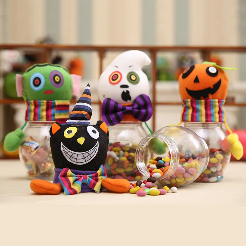 

Halloween decorations children transparent candy box jar black pumpkin gift bag furnishing articles plastic cartoon