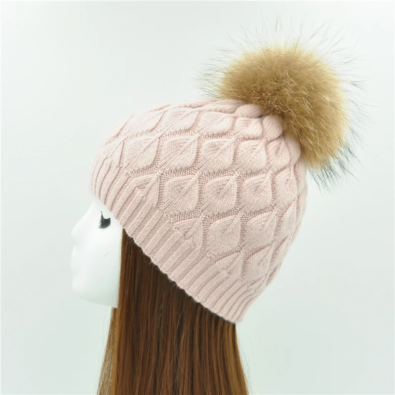 Women Winter Hat Angora Knitted Wool Beanie Female New Fashion Casual Outdoor Thick Ladies Warm Fur Ball Hats