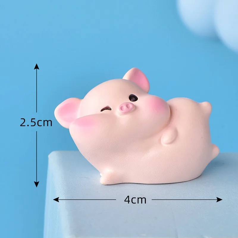 Cute Pink Pig Mini Miniature Figurine DIY Fairy Garden Doll Home Decoration Micro Landscape Kawaii Accessories Resin Crafts 1Pc