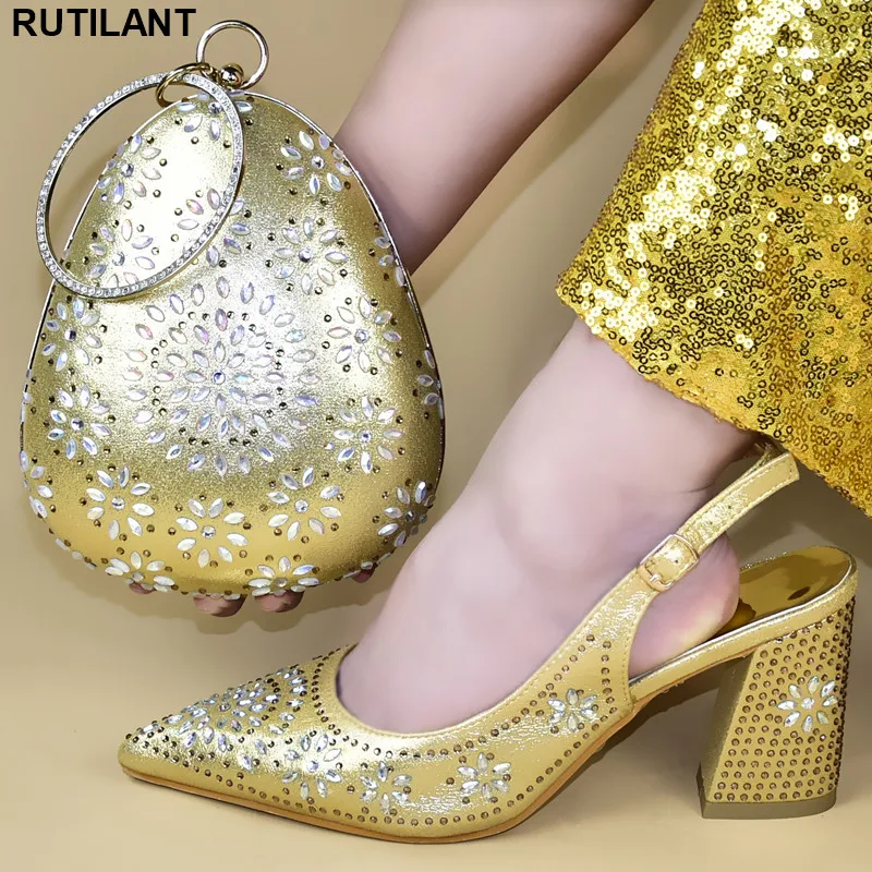 

Buckle Strap Matching Shoes and Bag Set In Heels Fashion Shoes 2018 Women Shoes African Shoes and Bags Matching Set Square Heel