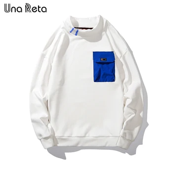 

Una Reta Men Sweatshirt New Hip-Hop Half high collar Sweatshirt Streetwear Chest pocket design Casual Hoodie Pullover Tracksuit