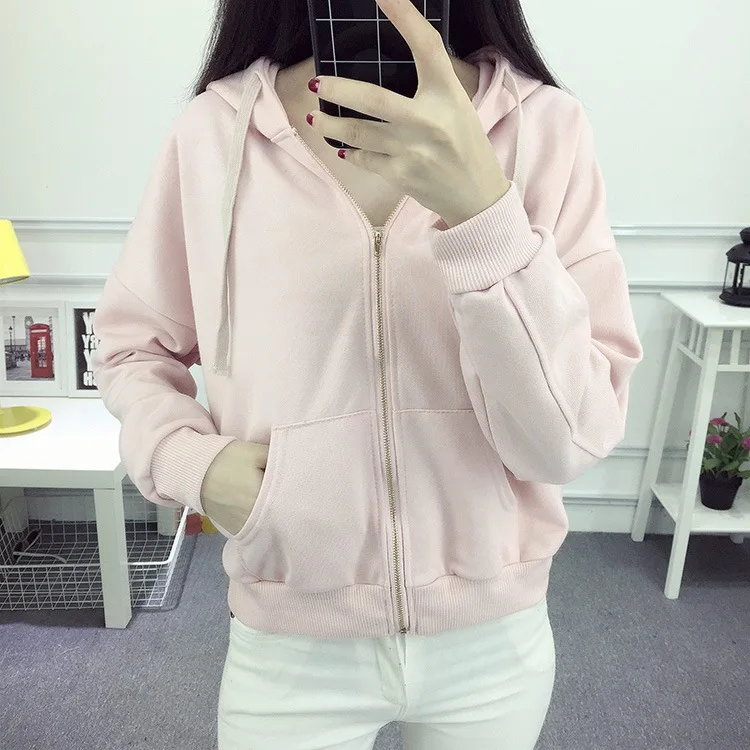 Весна и осень, стиль, Harajuku стиль, розовая толстовка с капюшоном, корейский стиль, Студенческая Свободная куртка, BF Ulzzang, женская мода