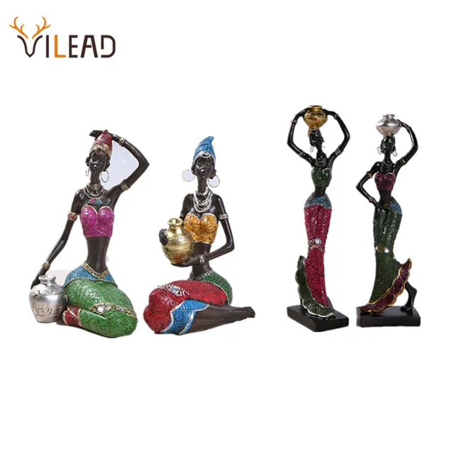 Vilead cm cm resin ethnic style african beauty figurines creative vintage interior decoration crafts ornaments for home
