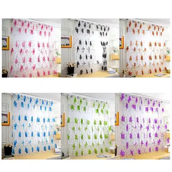 

Big Flower Tulle Blackout Curtains Window Screening Drape for Bedroom Living Room Home Decor