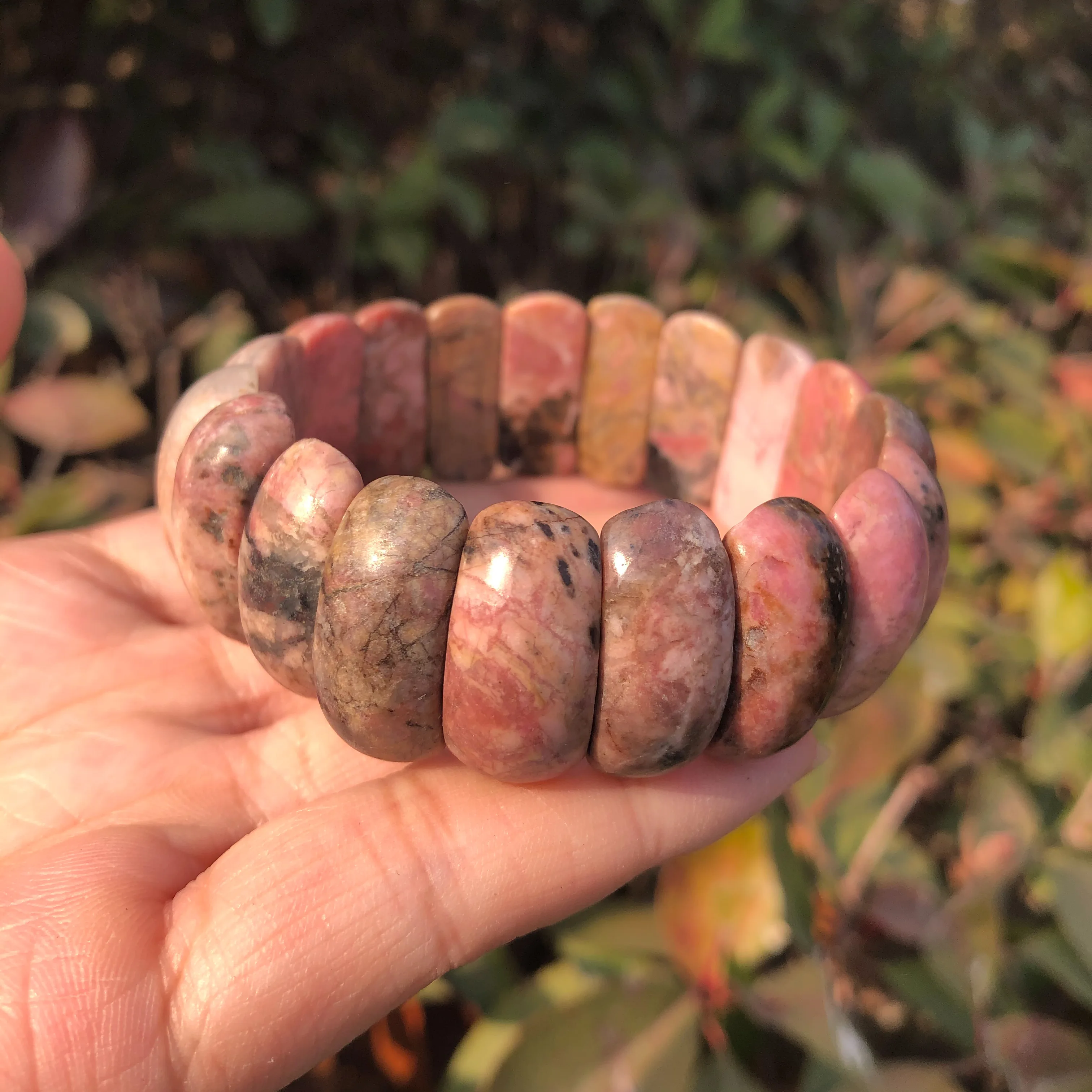 

1 Pc Fengbaowu Natural Rhodonite Bracelet Hand Platoon Bangle Crystal Healing Stone Women Jewelry Gift
