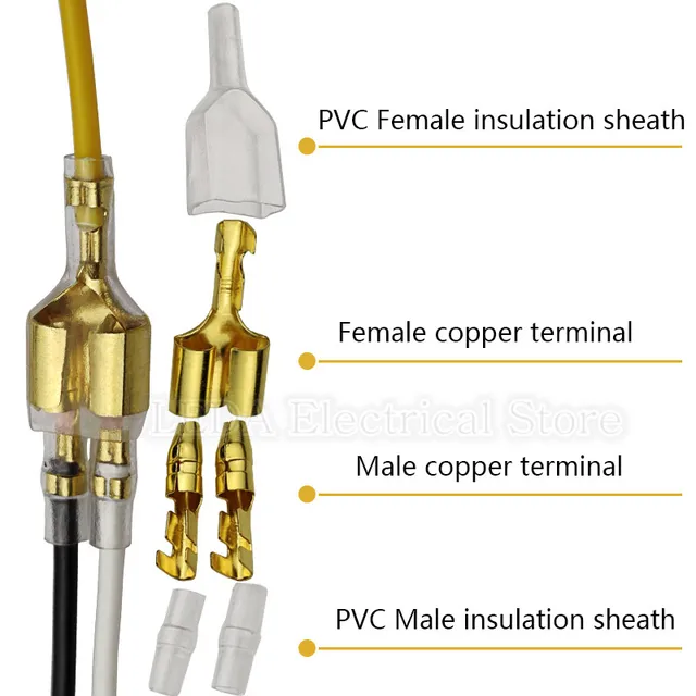 Connecteur mâle femelle pour fil électrique avec protection transparente